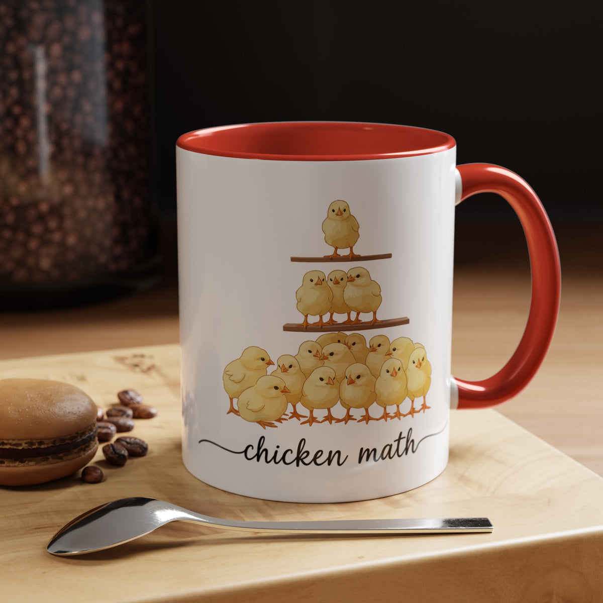 Funny Chicken Lover Coffee Mug — "Chicken Math" Accent Mug (11/15oz)