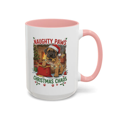 Coffee Mug "Naughty Pawn Christmas Chaos" Dog Lover Mastiff (11/15oz)