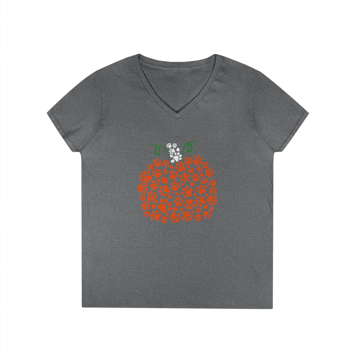 V-Neck T-Shirt 'Pumpkin paws' Fall