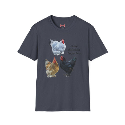 T-Shirt 'Easily Distracted By Peckers' Funny Shirt Chicken Lover Tee