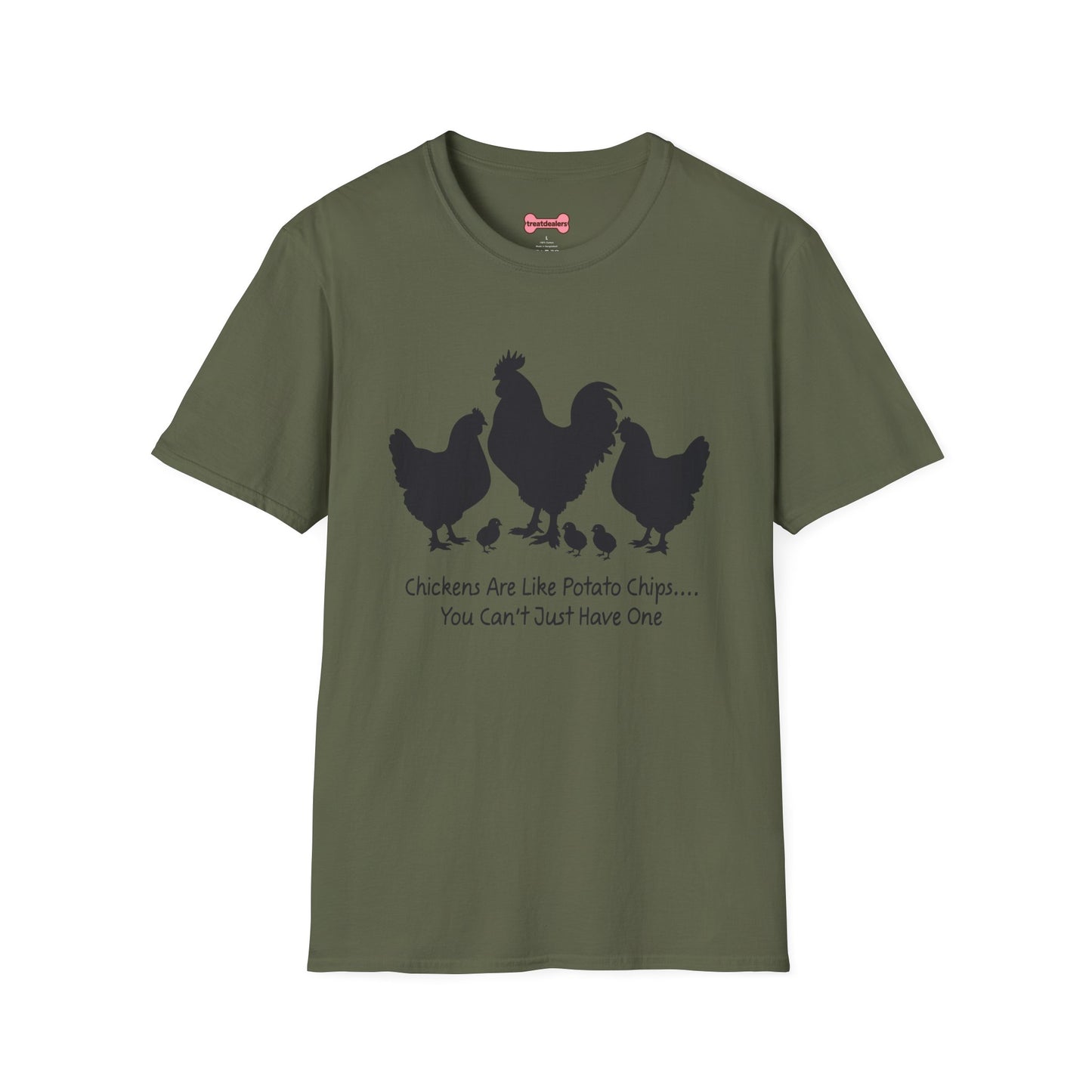 Unisex T-Shirt 'Chickens are like Potato Chips' Funny Shirt Chicken Lover Tee Black