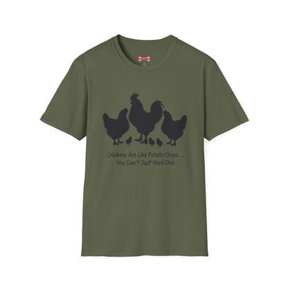 Unisex T-Shirt 'Chickens are like Potato Chips' Funny Shirt Chicken Lover Tee Black