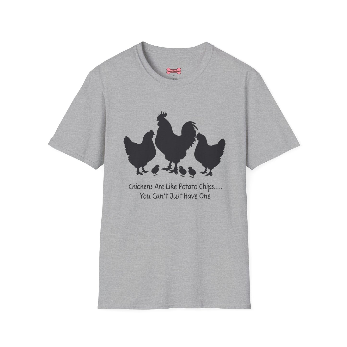 Unisex T-Shirt 'Chickens are like Potato Chips' Funny Shirt Chicken Lover Tee Black