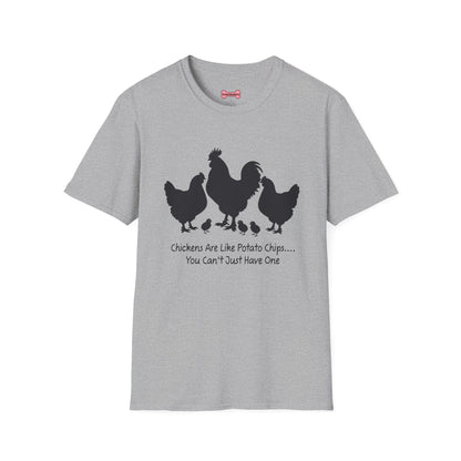 Unisex T-Shirt 'Chickens are like Potato Chips' Funny Shirt Chicken Lover Tee Black