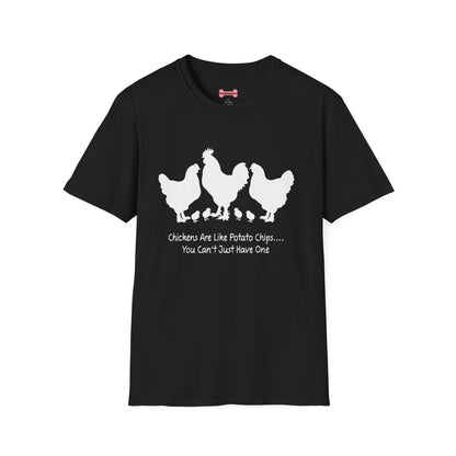 Unisex T-Shirt 'Chickens are like Potato Chips' Funny Shirt Chicken Lover Tee White