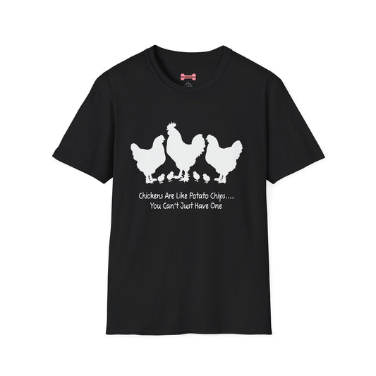 Unisex T-Shirt 'Chickens are like Potato Chips' Funny Shirt Chicken Lover Tee White