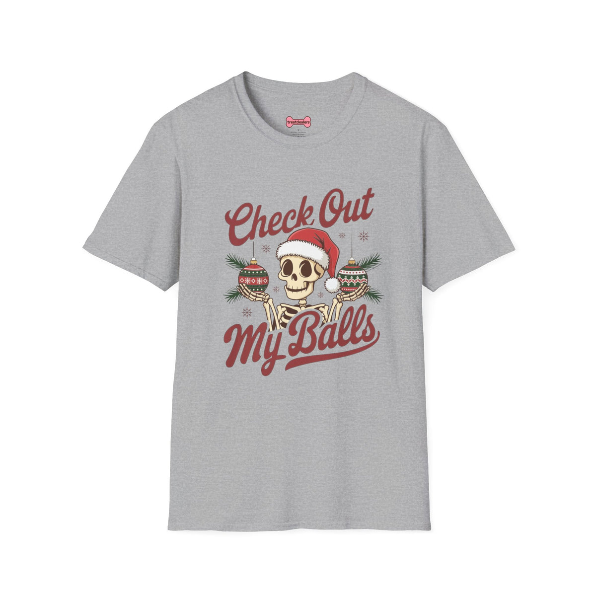 Christmas Unisex T-Shirt 'Check out my balls' Funny Holiday Shirt