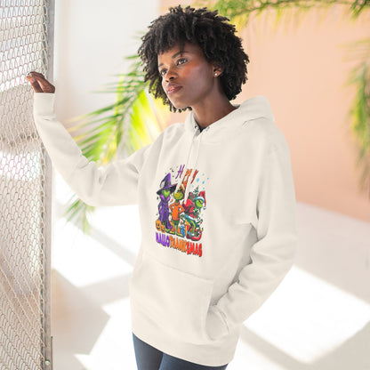 Fleece Hoodie: "Happy HalloThankMas"