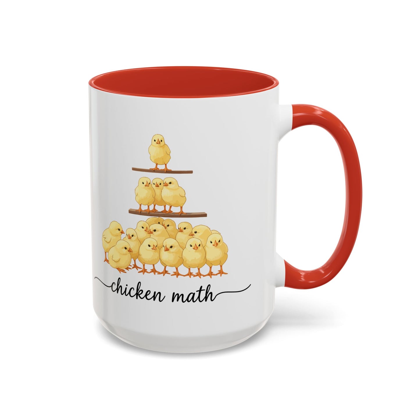 Funny Chicken Lover Coffee Mug — "Chicken Math" Accent Mug (11/15oz)