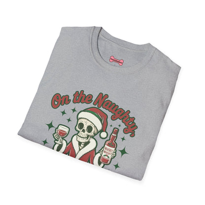 Christmas Unisex T-Shirt 'On the Naughty List and Loving It' Funny Holiday Shirt