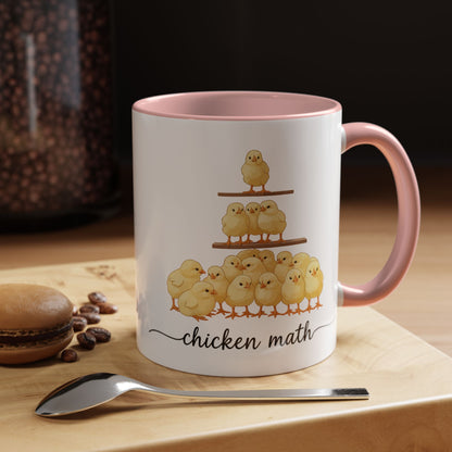 Funny Chicken Lover Coffee Mug — "Chicken Math" Accent Mug (11/15oz)