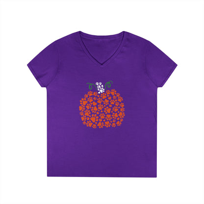 V-Neck T-Shirt 'Pumpkin paws' Fall