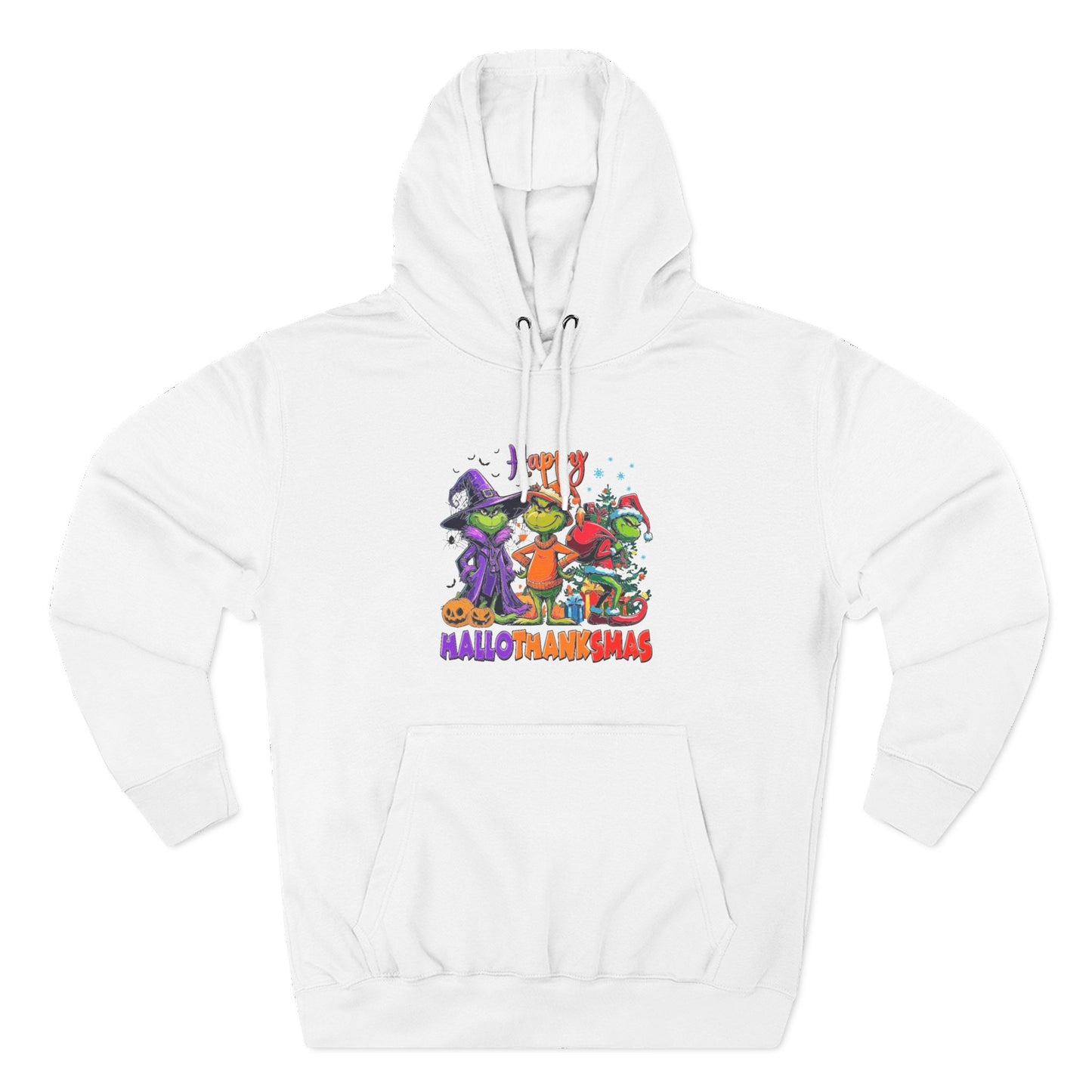 Fleece Hoodie: "Happy HalloThankMas"