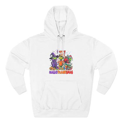 Fleece Hoodie: "Happy HalloThankMas"