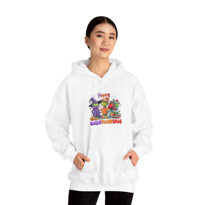 Fleece Hoodie: "Happy HalloThankMas"