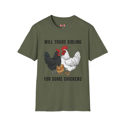 T-Shirt 'Will Trade Sibling For Some Chickens' Funny Shirt Chicken Lover Tee