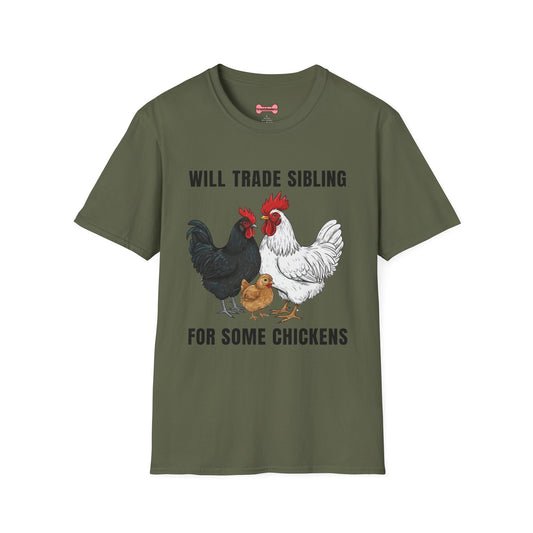 T-Shirt 'Will Trade Sibling For Some Chickens' Funny Shirt Chicken Lover Tee