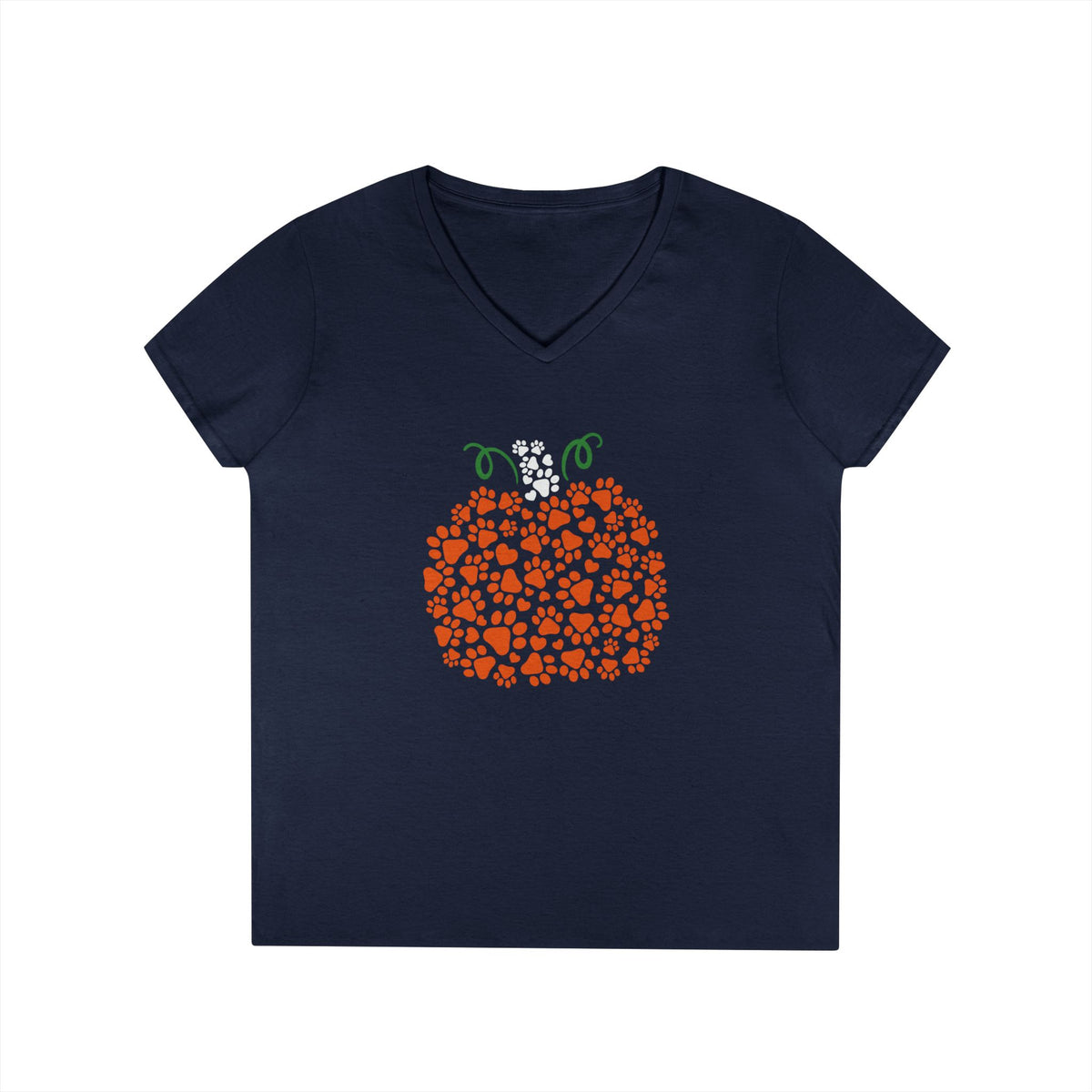 V-Neck T-Shirt 'Pumpkin paws' Fall