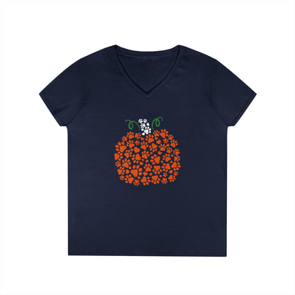 V-Neck T-Shirt 'Pumpkin paws' Fall