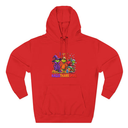 Fleece Hoodie: "Happy HalloThankMas"