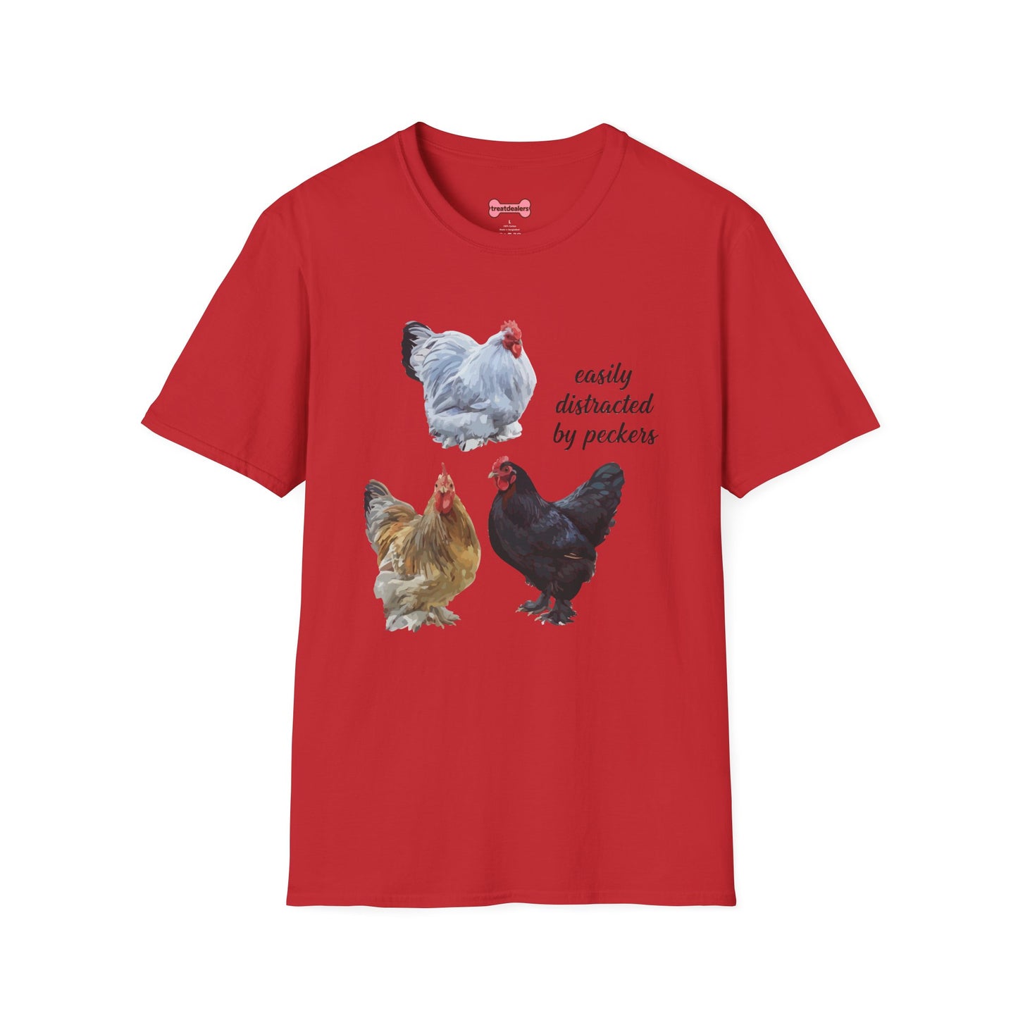 T-Shirt 'Easily Distracted By Peckers' Funny Shirt Chicken Lover Tee