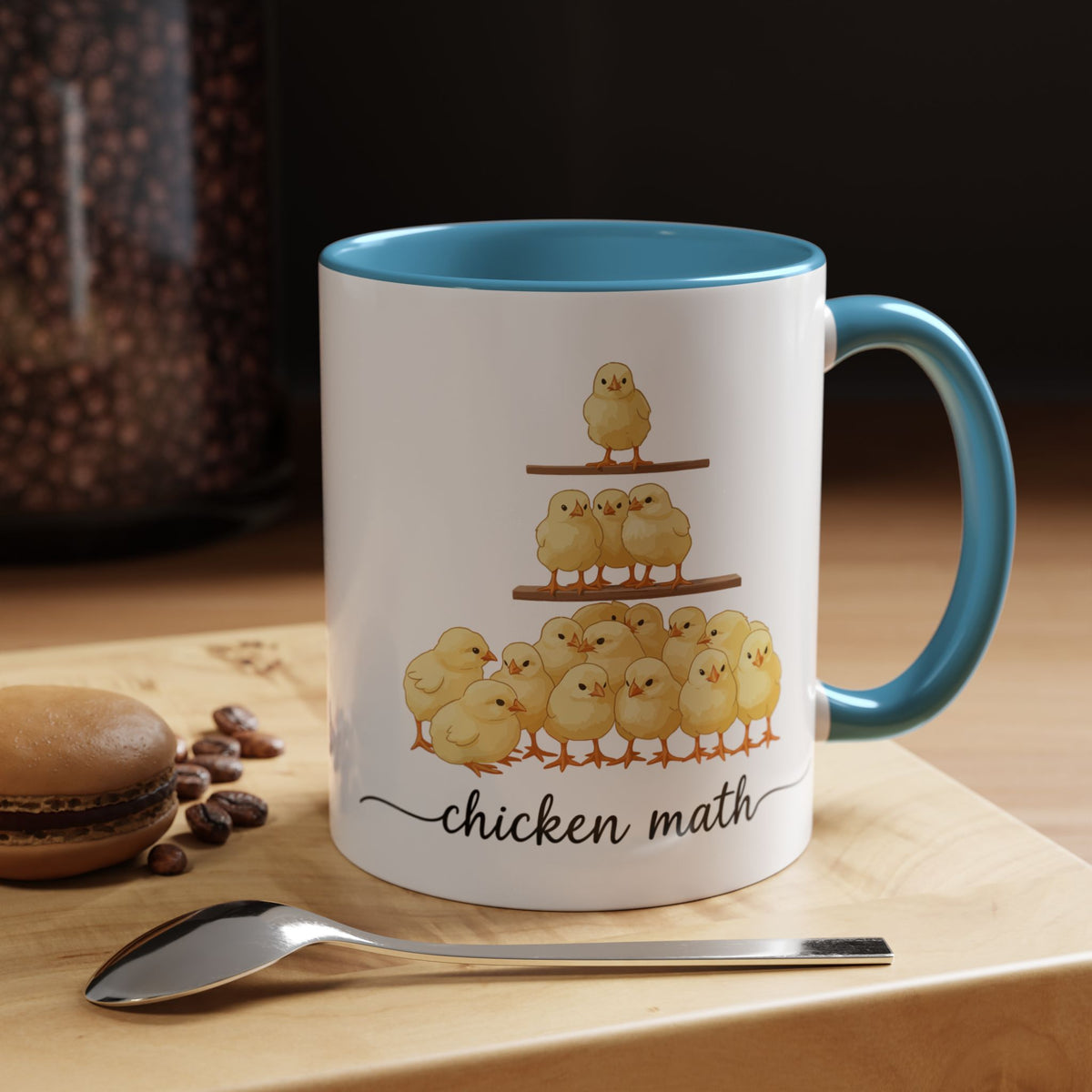 Funny Chicken Lover Coffee Mug — "Chicken Math" Accent Mug (11/15oz)