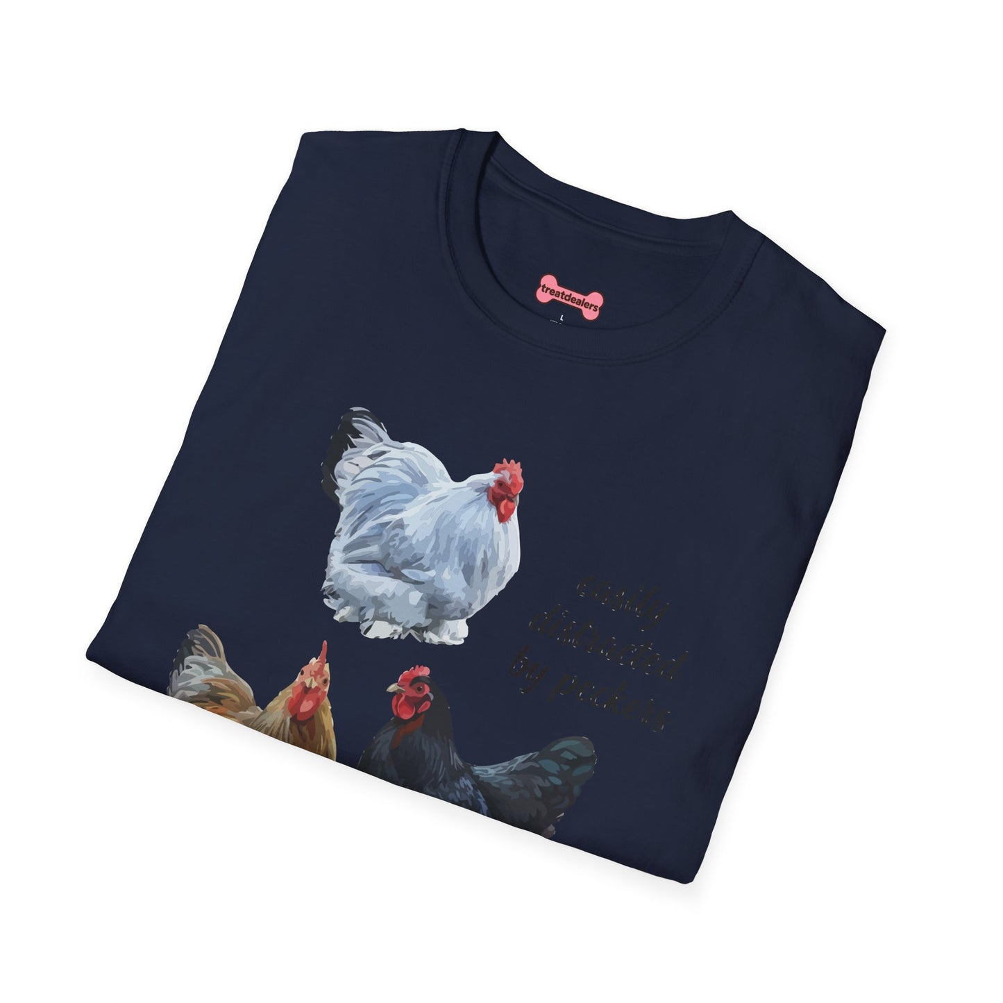 T-Shirt 'Easily Distracted By Peckers' Funny Shirt Chicken Lover Tee