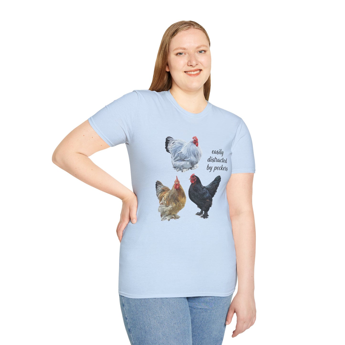 T-Shirt 'Easily Distracted By Peckers' Funny Shirt Chicken Lover Tee