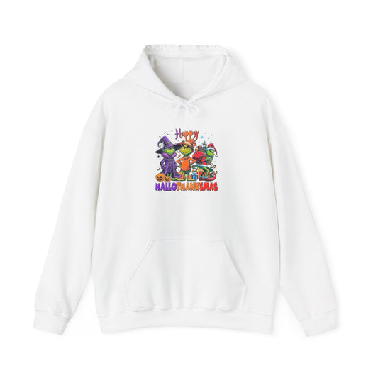Fleece Hoodie: "Happy HalloThankMas"