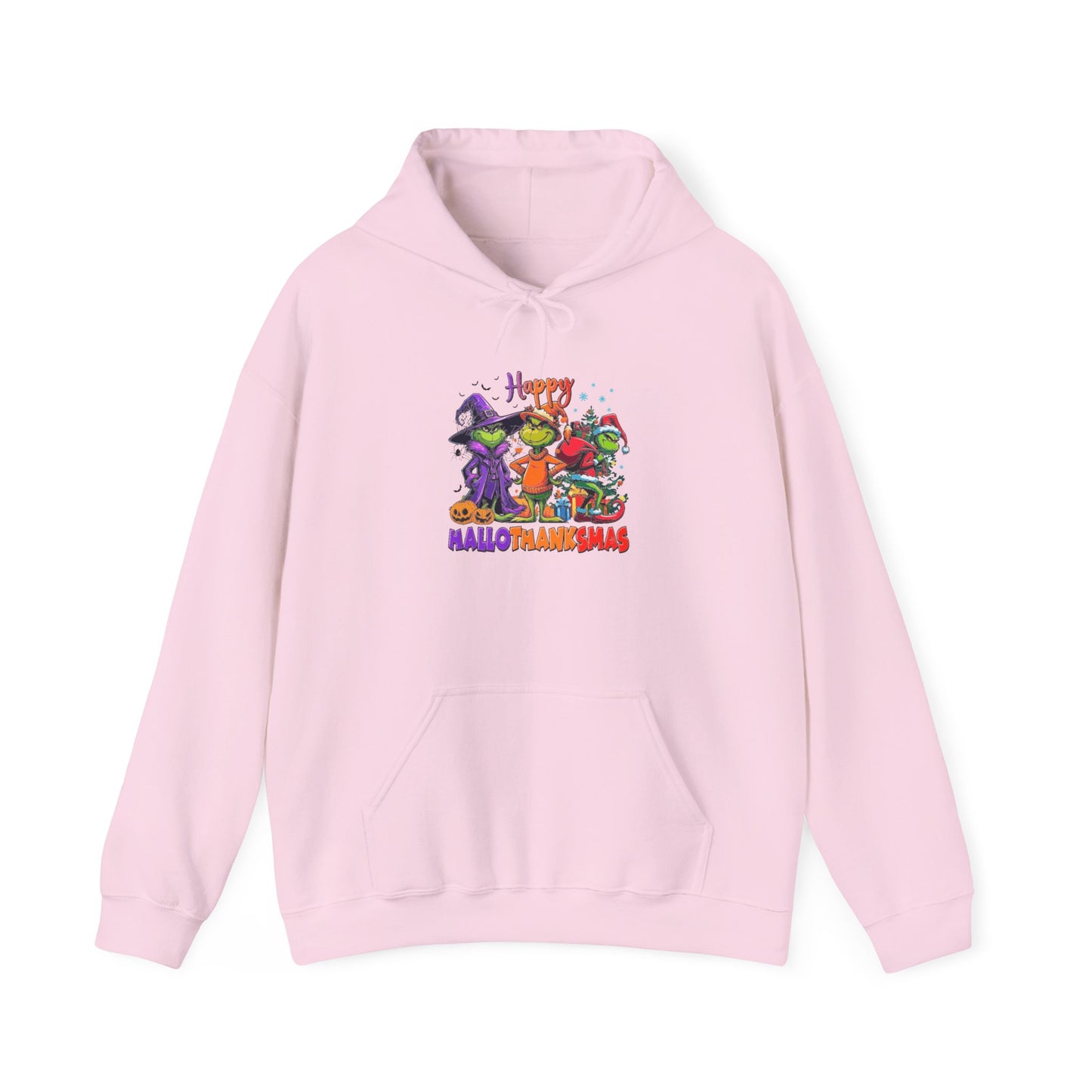 Fleece Hoodie: "Happy HalloThankMas"