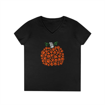 V-Neck T-Shirt 'Pumpkin paws' Fall