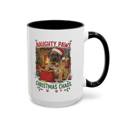 Coffee Mug "Naughty Pawn Christmas Chaos" Dog Lover Mastiff (11/15oz)