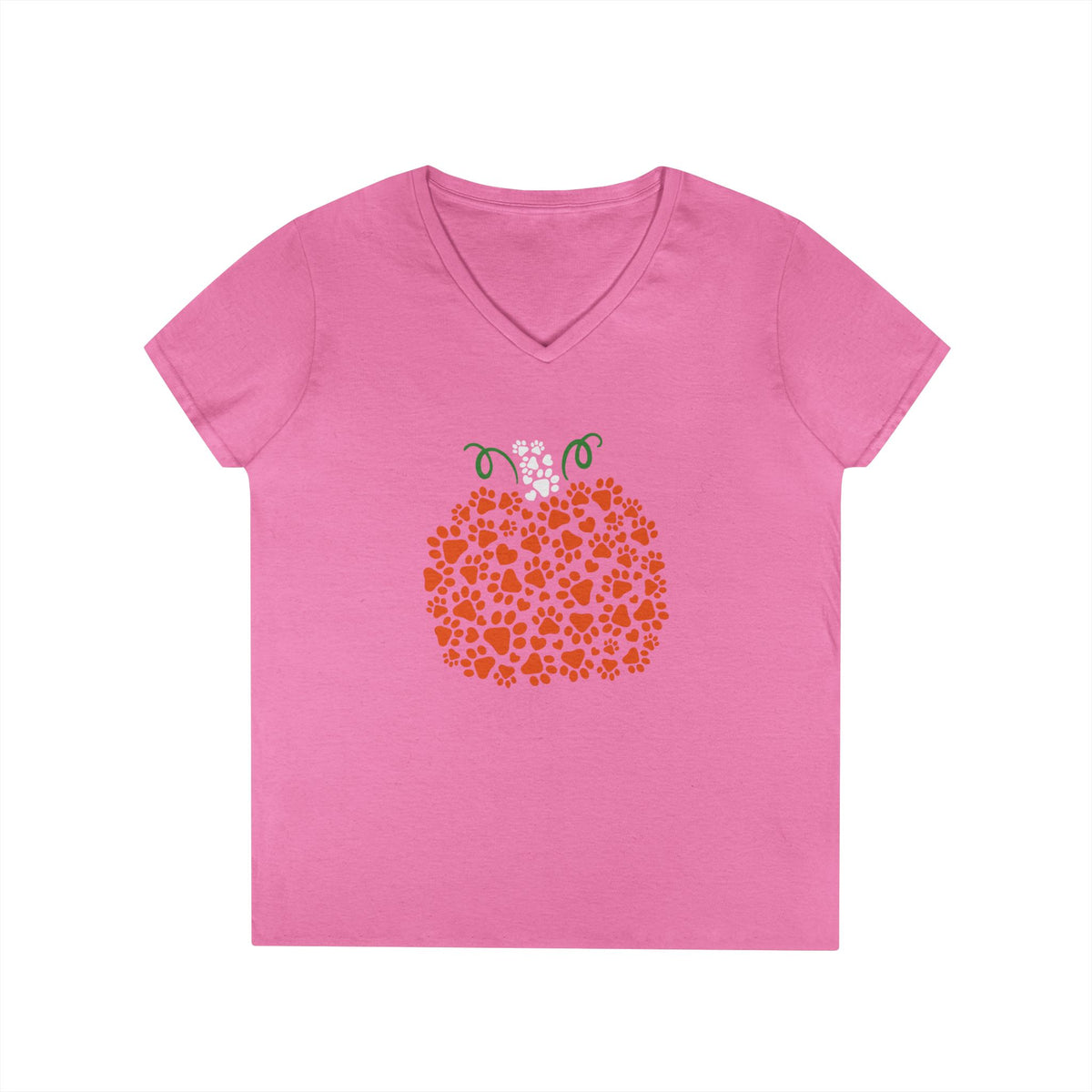 V-Neck T-Shirt 'Pumpkin paws' Fall