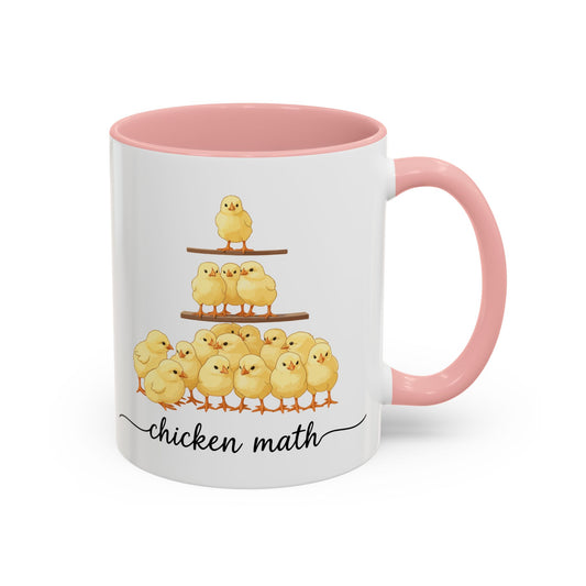 Funny Chicken Lover Coffee Mug — "Chicken Math" Accent Mug (11/15oz)