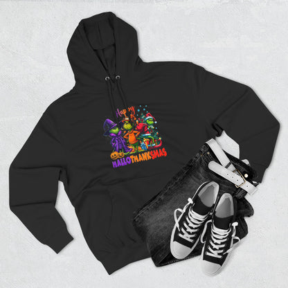 Fleece Hoodie: "Happy HalloThankMas"