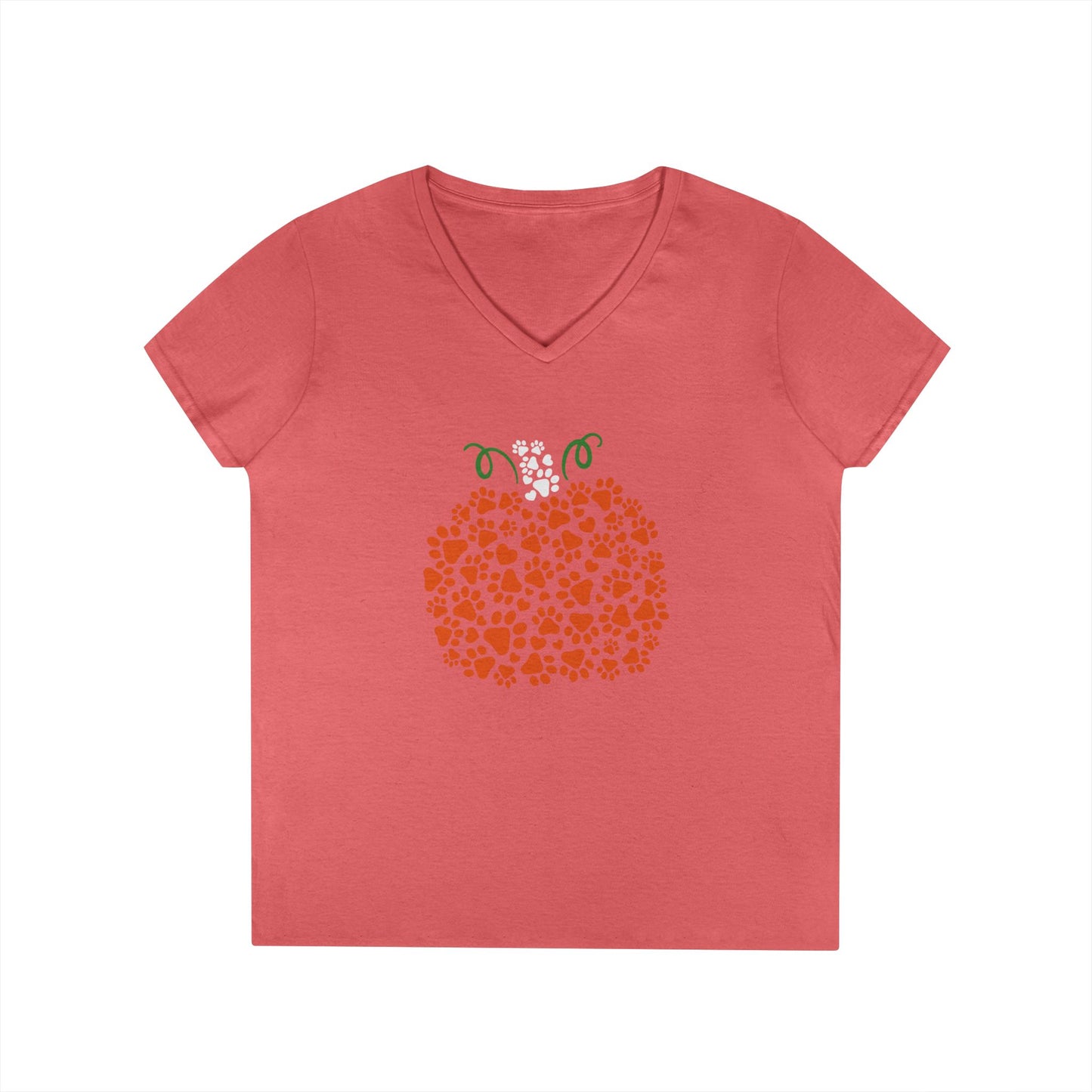 V-Neck T-Shirt 'Pumpkin paws' Fall