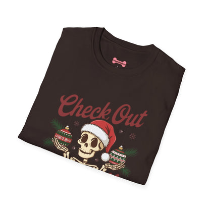 Christmas Unisex T-Shirt 'Check out my balls' Funny Holiday Shirt
