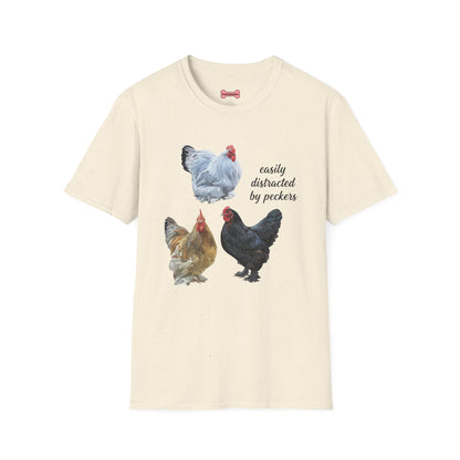 T-Shirt 'Easily Distracted By Peckers' Funny Shirt Chicken Lover Tee
