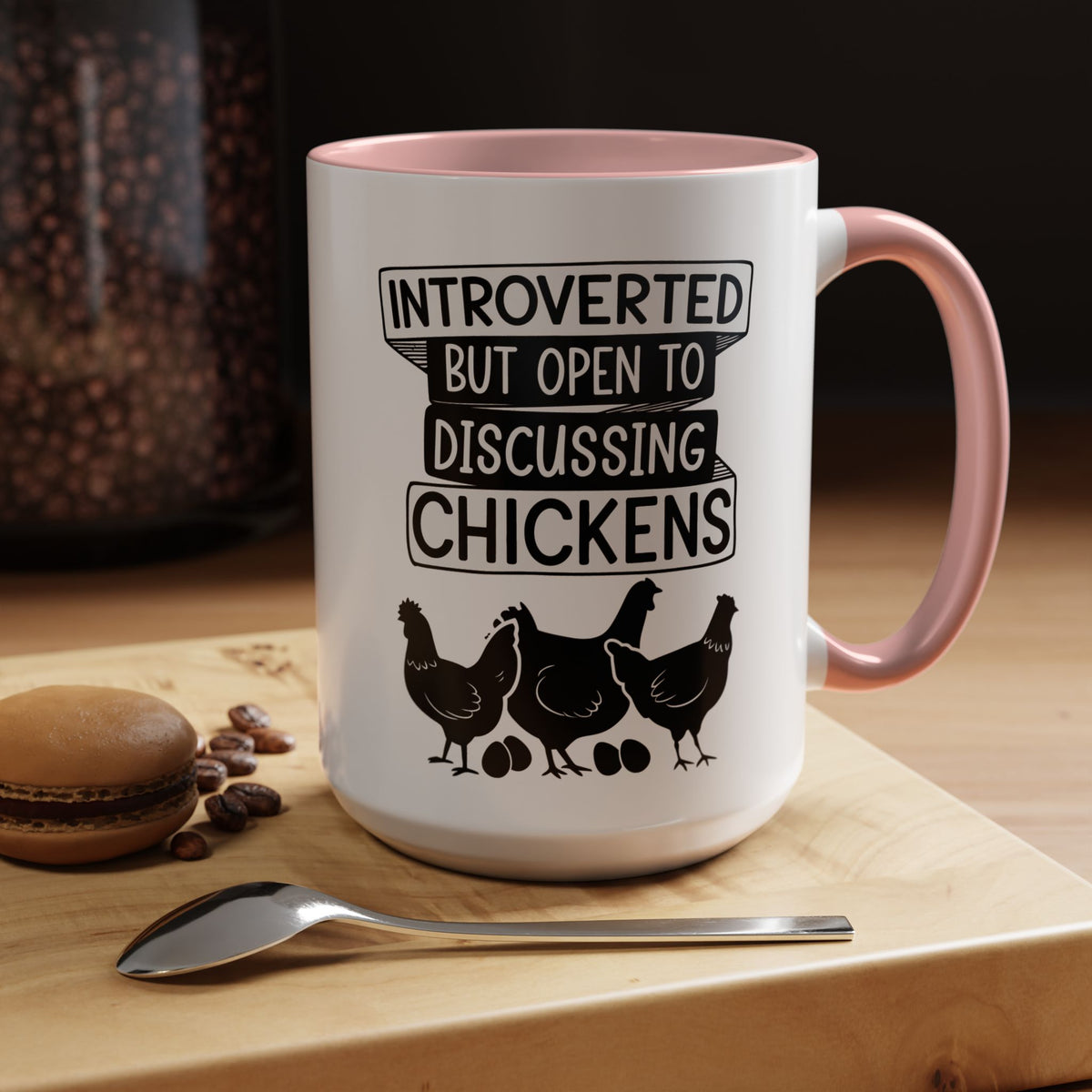 Funny Chicken Lover Coffee Mug "Introverted But Open To Discussing Chickens" Accent Mug (11/15oz)