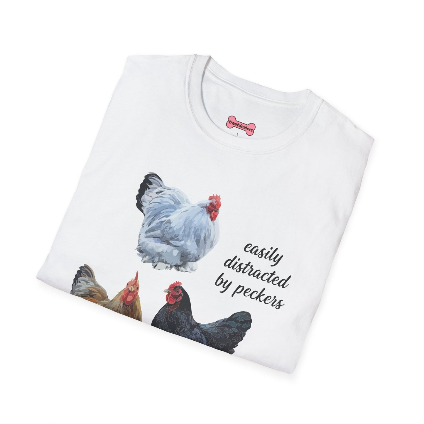 T-Shirt 'Easily Distracted By Peckers' Funny Shirt Chicken Lover Tee