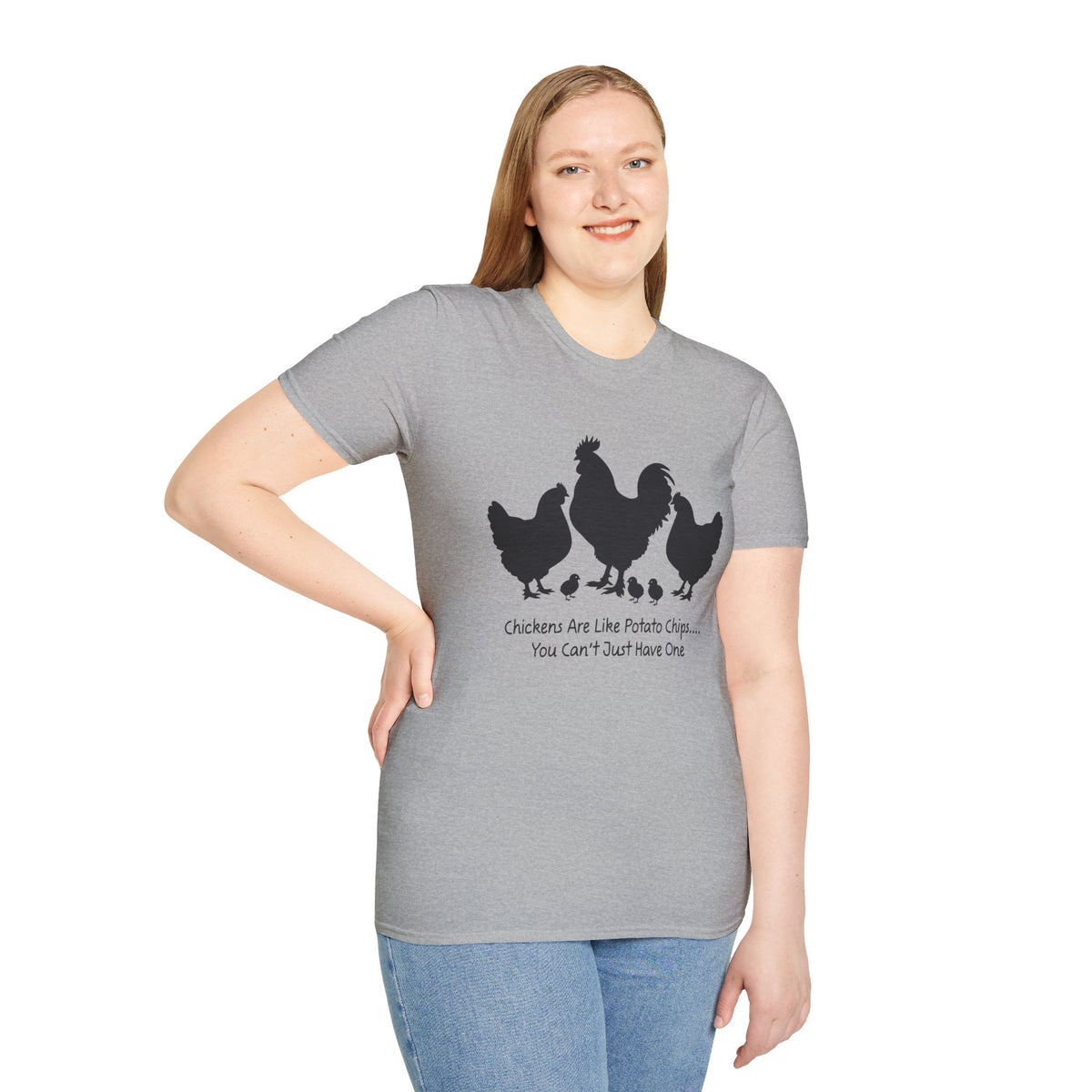 Unisex T-Shirt 'Chickens are like Potato Chips' Funny Shirt Chicken Lover Tee Black