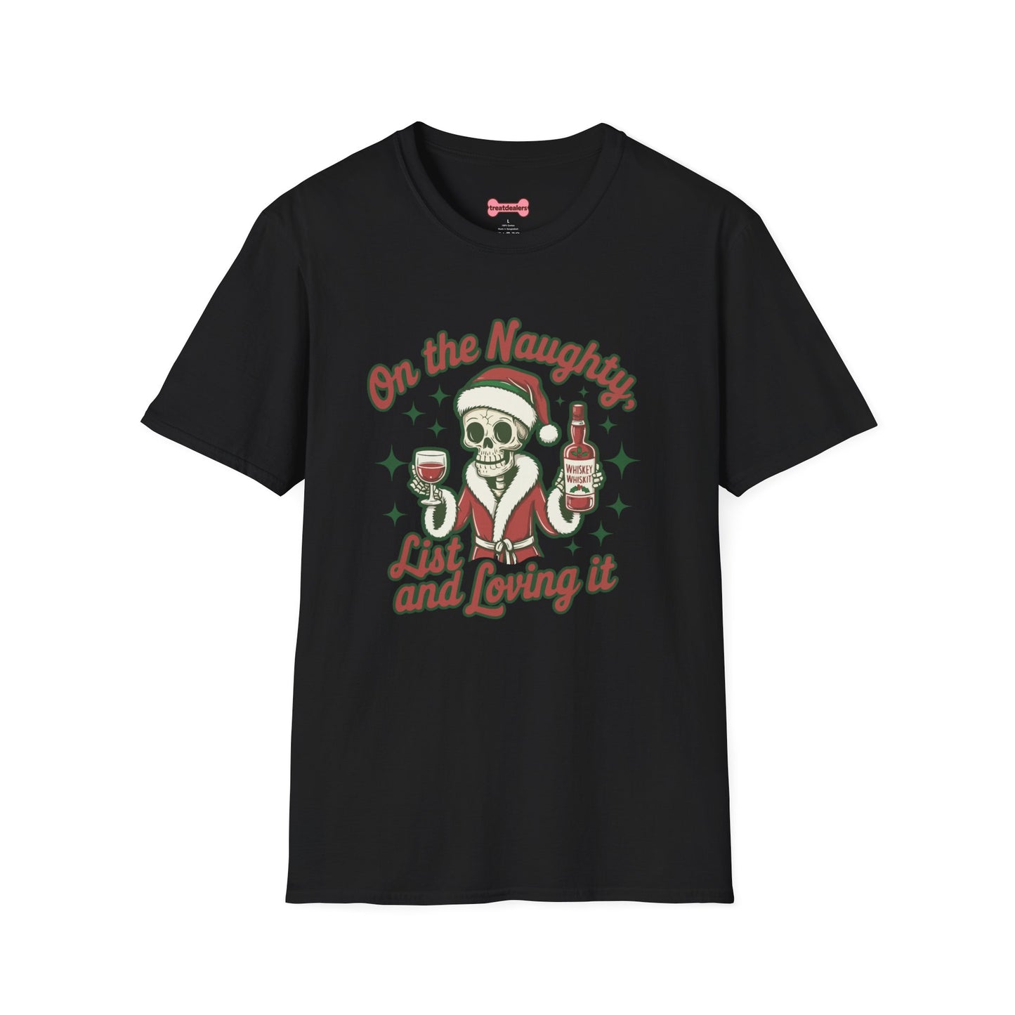 Christmas Unisex T-Shirt 'On the Naughty List and Loving It' Funny Holiday Shirt
