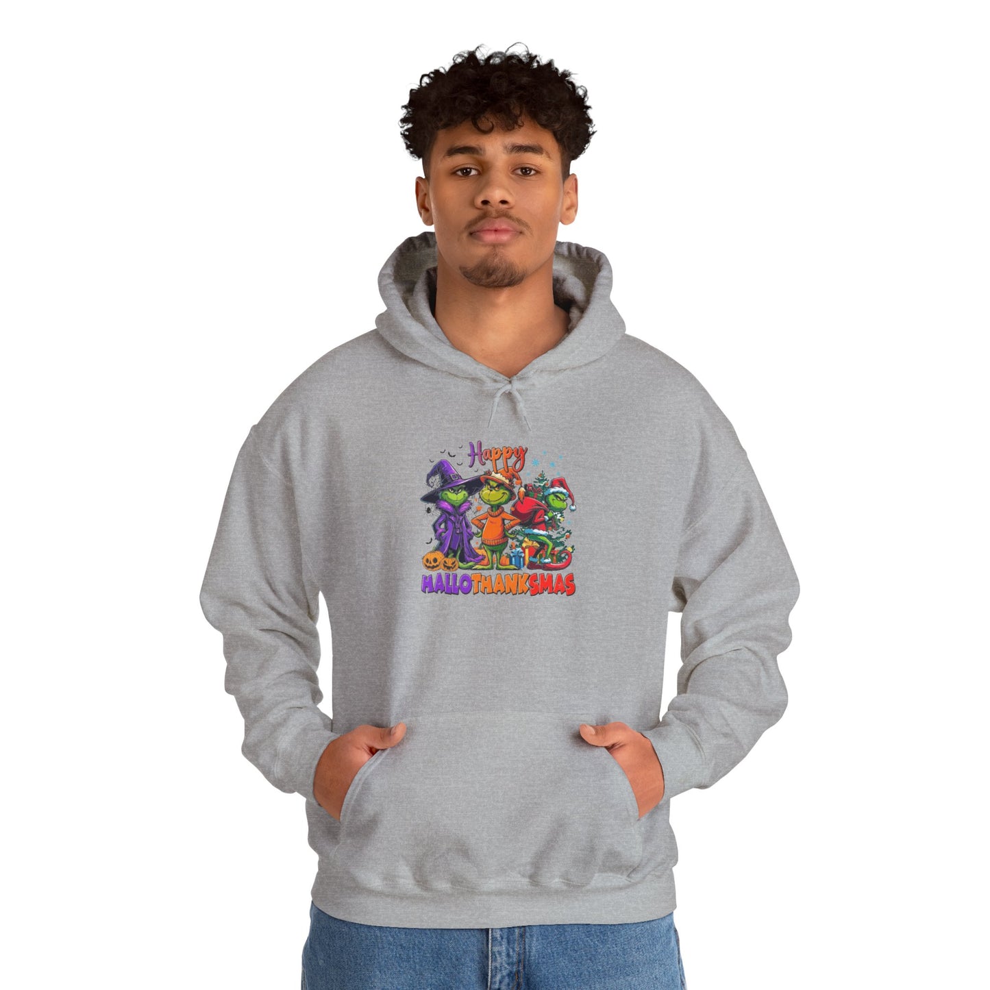 Fleece Hoodie: "Happy HalloThankMas"