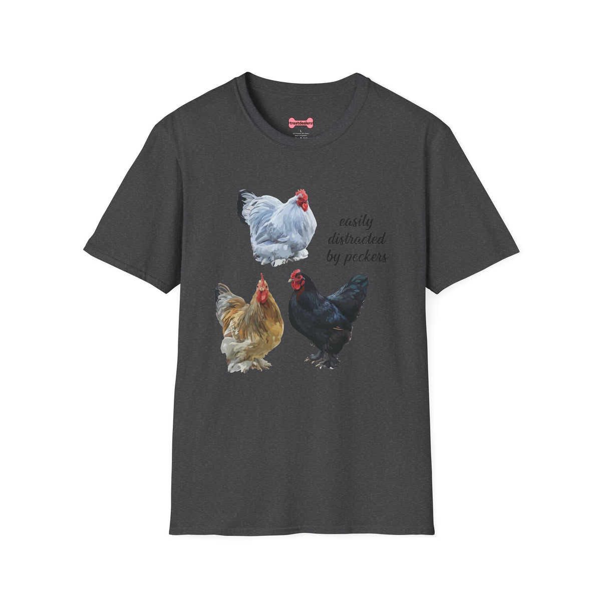 T-Shirt 'Easily Distracted By Peckers' Funny Shirt Chicken Lover Tee