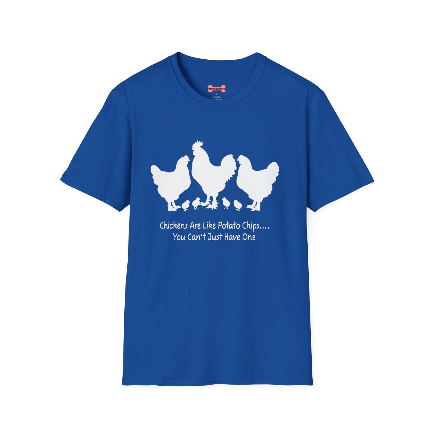 Unisex T-Shirt 'Chickens are like Potato Chips' Funny Shirt Chicken Lover Tee White