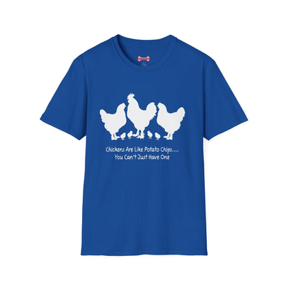 Unisex T-Shirt 'Chickens are like Potato Chips' Funny Shirt Chicken Lover Tee White