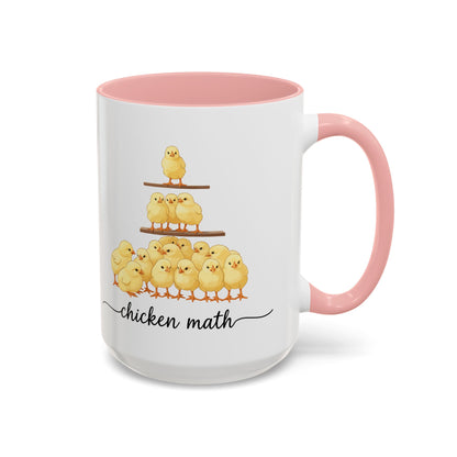 Funny Chicken Lover Coffee Mug — "Chicken Math" Accent Mug (11/15oz)