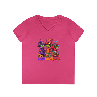 V-Neck Shirt: "Happy HalloThankMas"