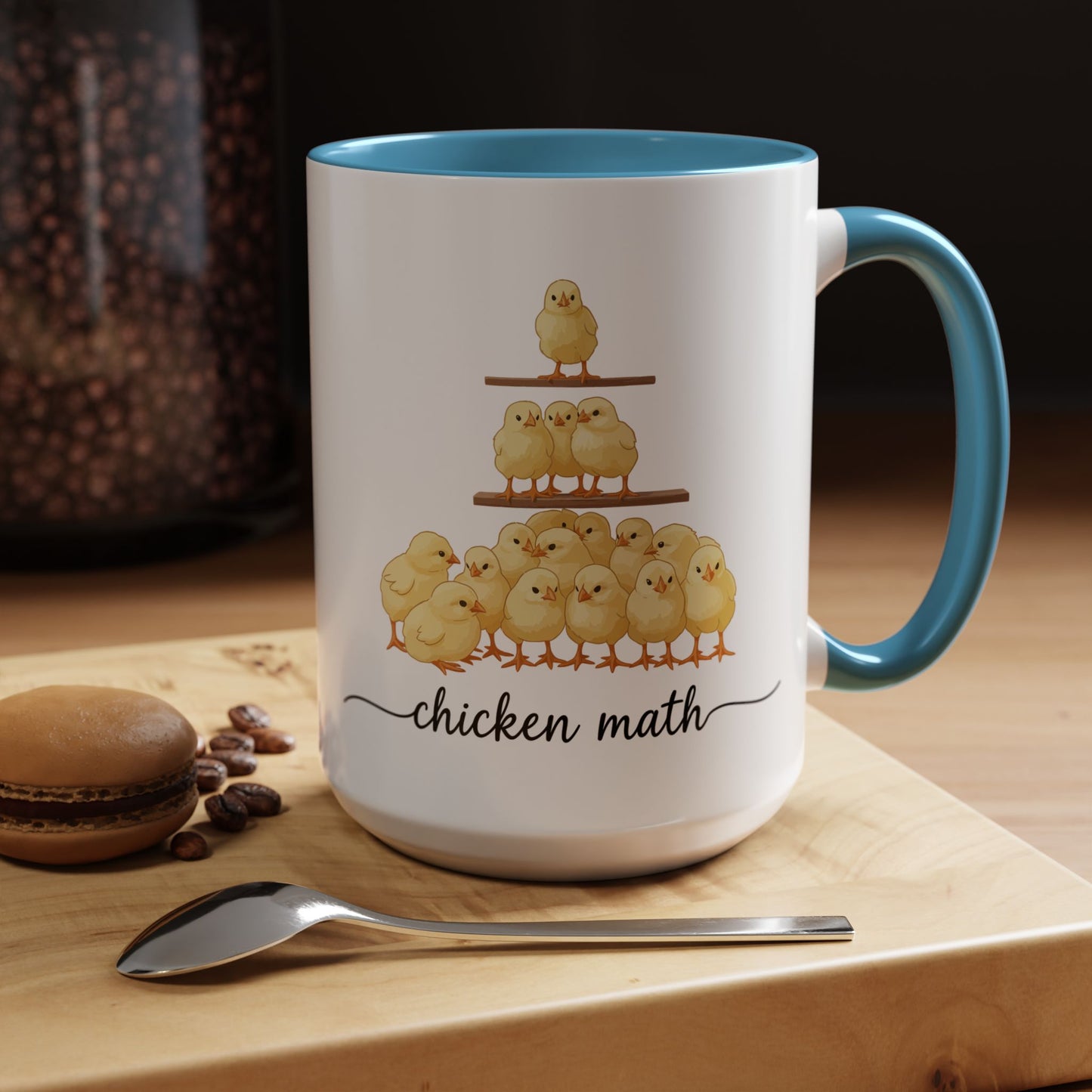 Funny Chicken Lover Coffee Mug — "Chicken Math" Accent Mug (11/15oz)