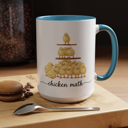 Funny Chicken Lover Coffee Mug — "Chicken Math" Accent Mug (11/15oz)